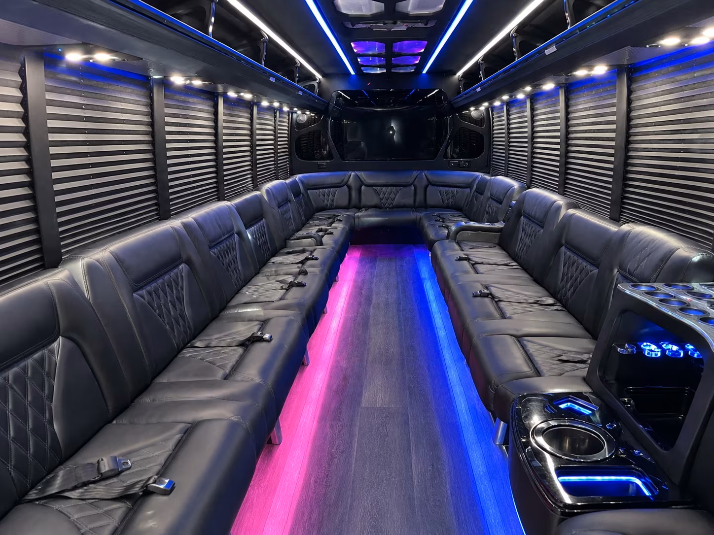 Passenger watching the Santa Ana scenery during a regional party bus road trip