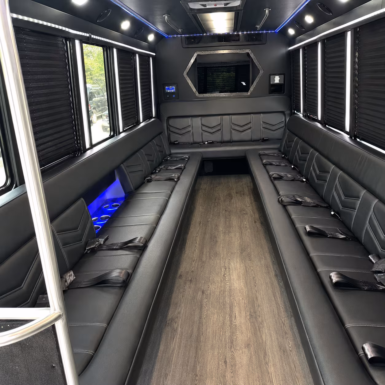 Santa Ana Birthday, Sweet 16, & Quinceañera Transportation party bus exterior
