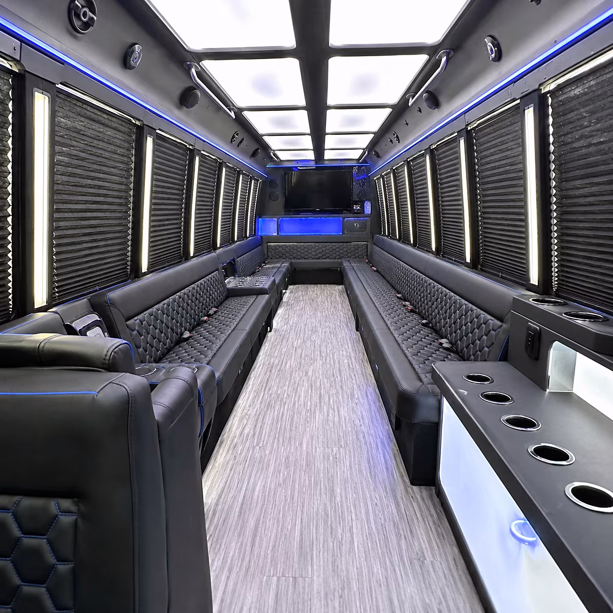 Santa Ana Birthday, Sweet 16, & Quinceañera Transportation party bus interior