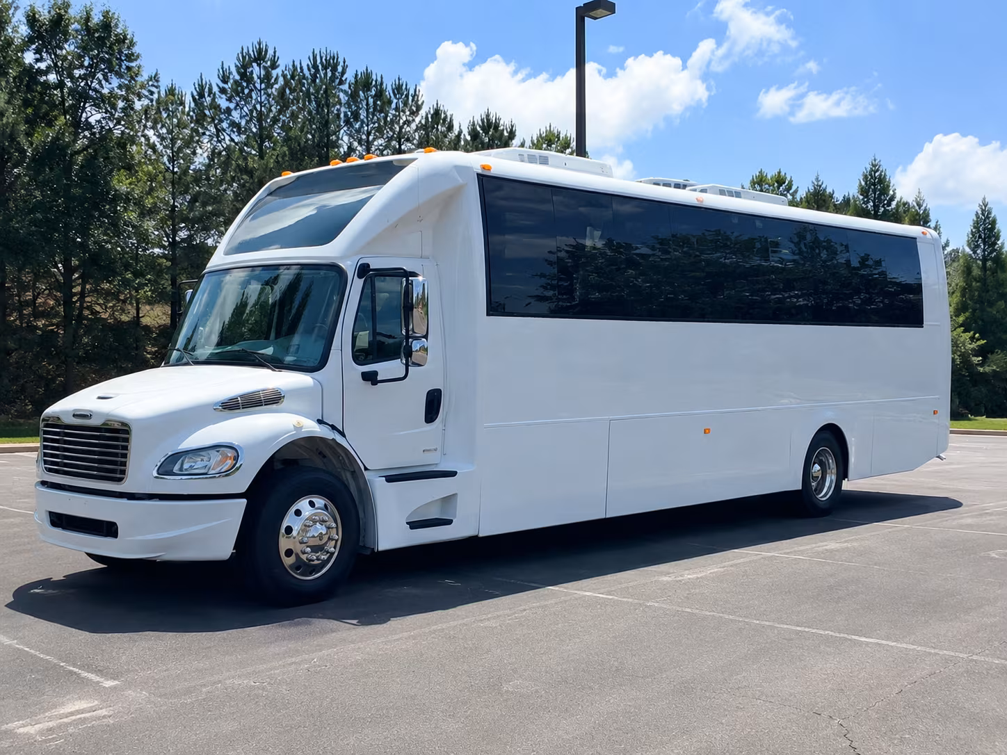 Santa Ana Private Event Transportation party bus exterior