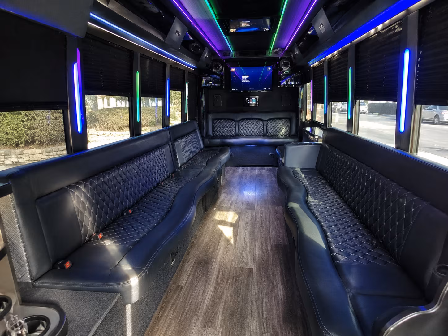 Santa Ana Private Event Transportation party bus exterior