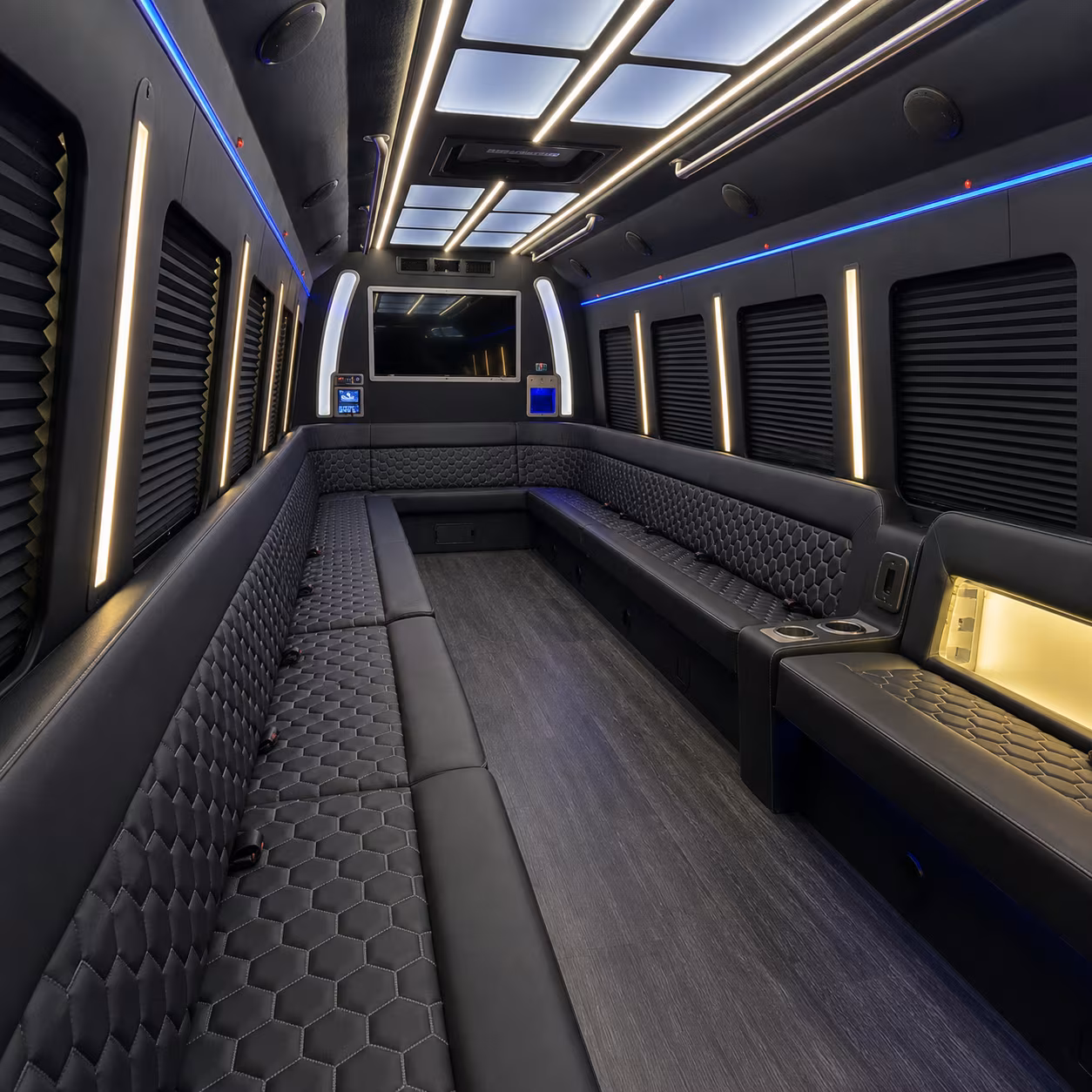Santa Ana Private Event Transportation party bus exterior