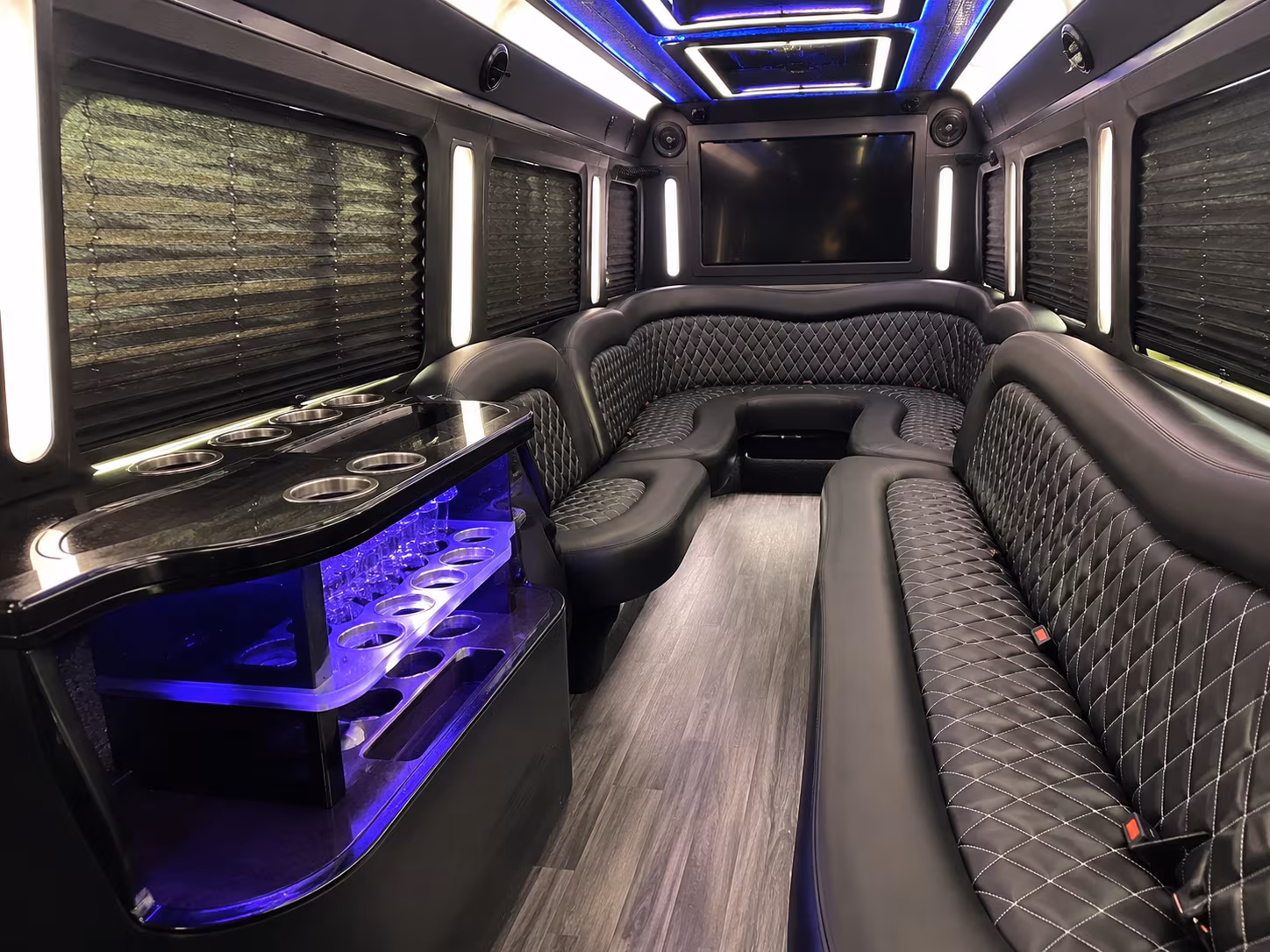 Santa Ana Private Event Transportation party bus interior