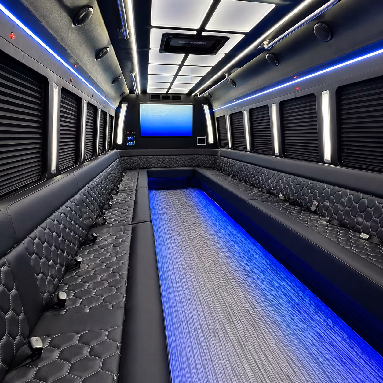 Santa Ana Prom & Homecoming Transportation party bus interior
