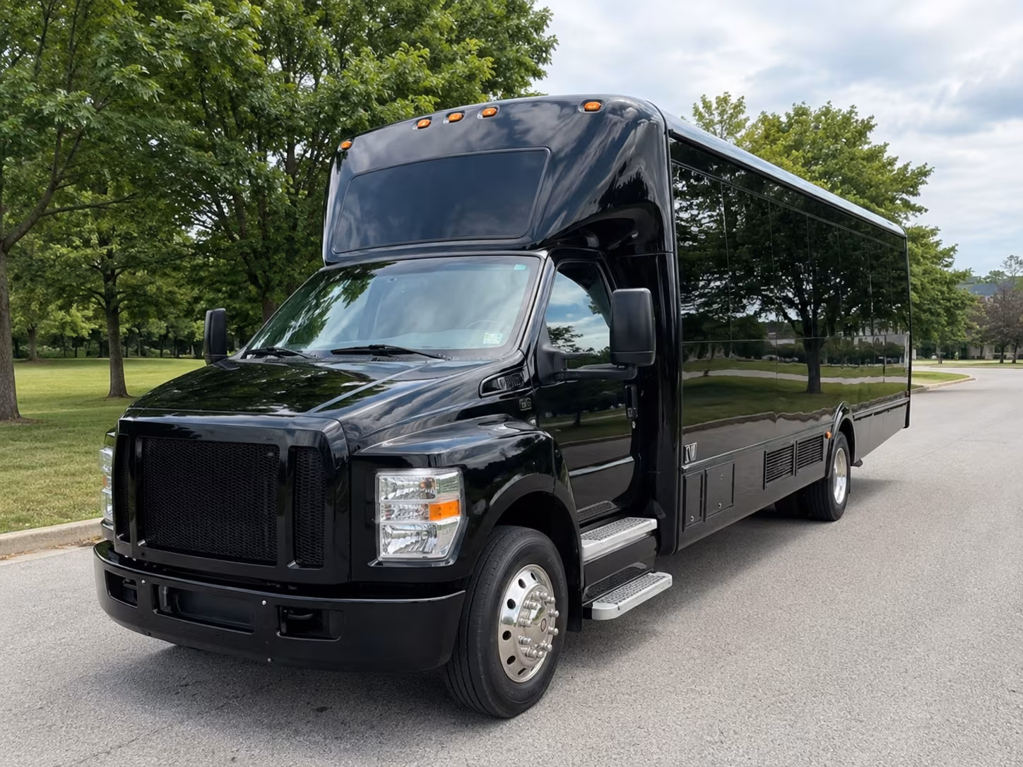 Santa Ana Sporting Event Transportation party bus exterior