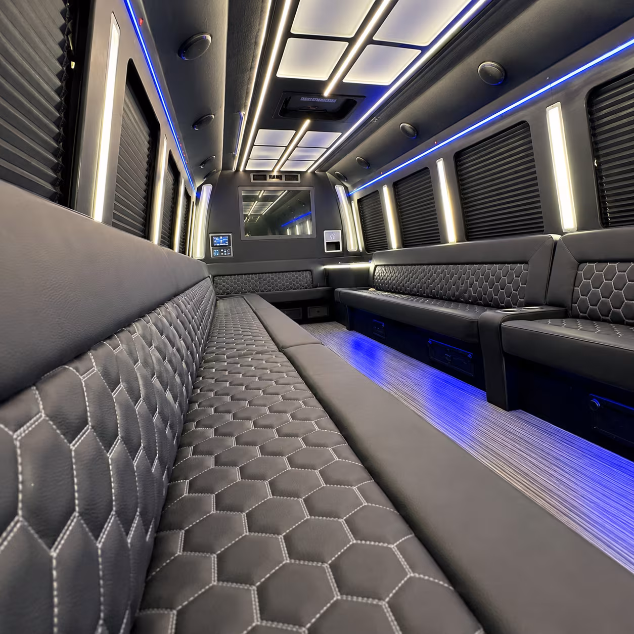 Santa Ana Sporting Event Transportation party bus exterior