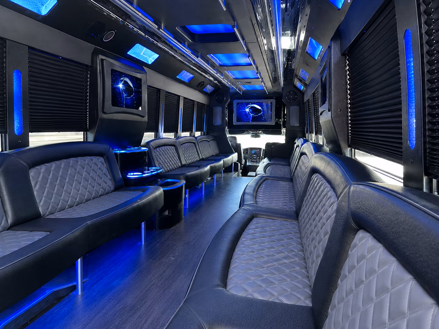 Santa Ana Sporting Event Transportation party bus exterior