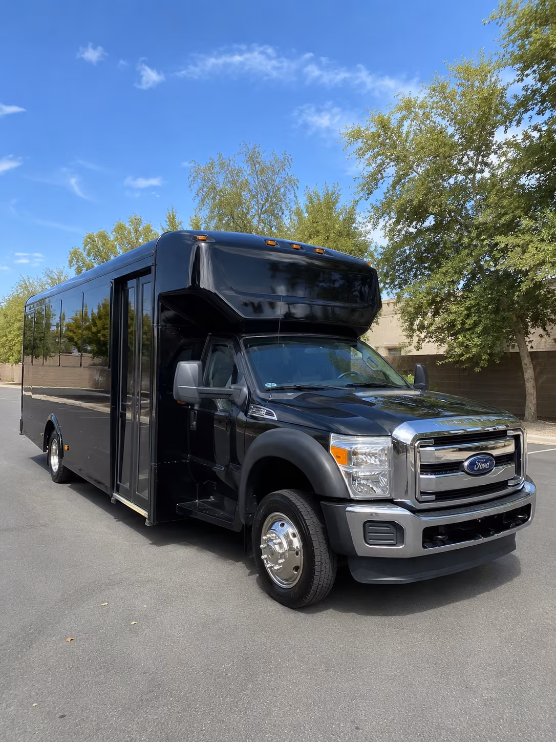 Santa Ana Sporting Event Transportation party bus exterior